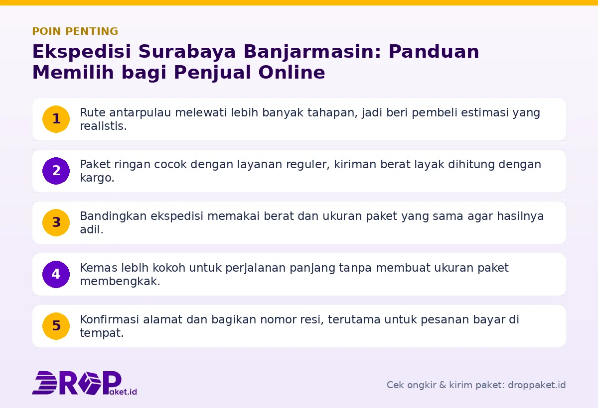 Poin penting: Ekspedisi Surabaya Banjarmasin: Panduan Memilih bagi Penjual Online