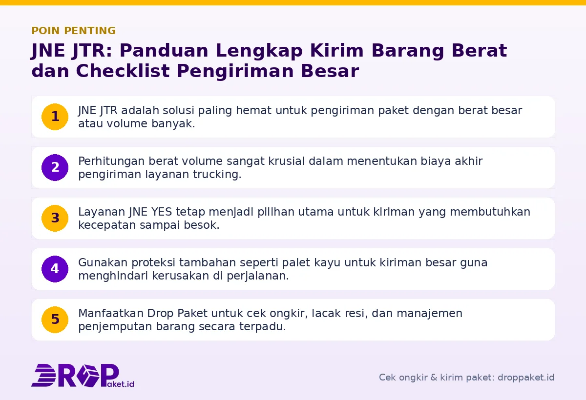 Infografis poin penting JNE JTR - Drop Paket