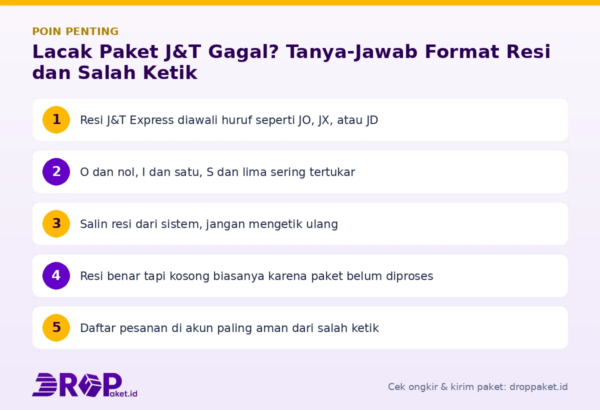 Infografis poin penting Lacak paket J&T - Drop Paket