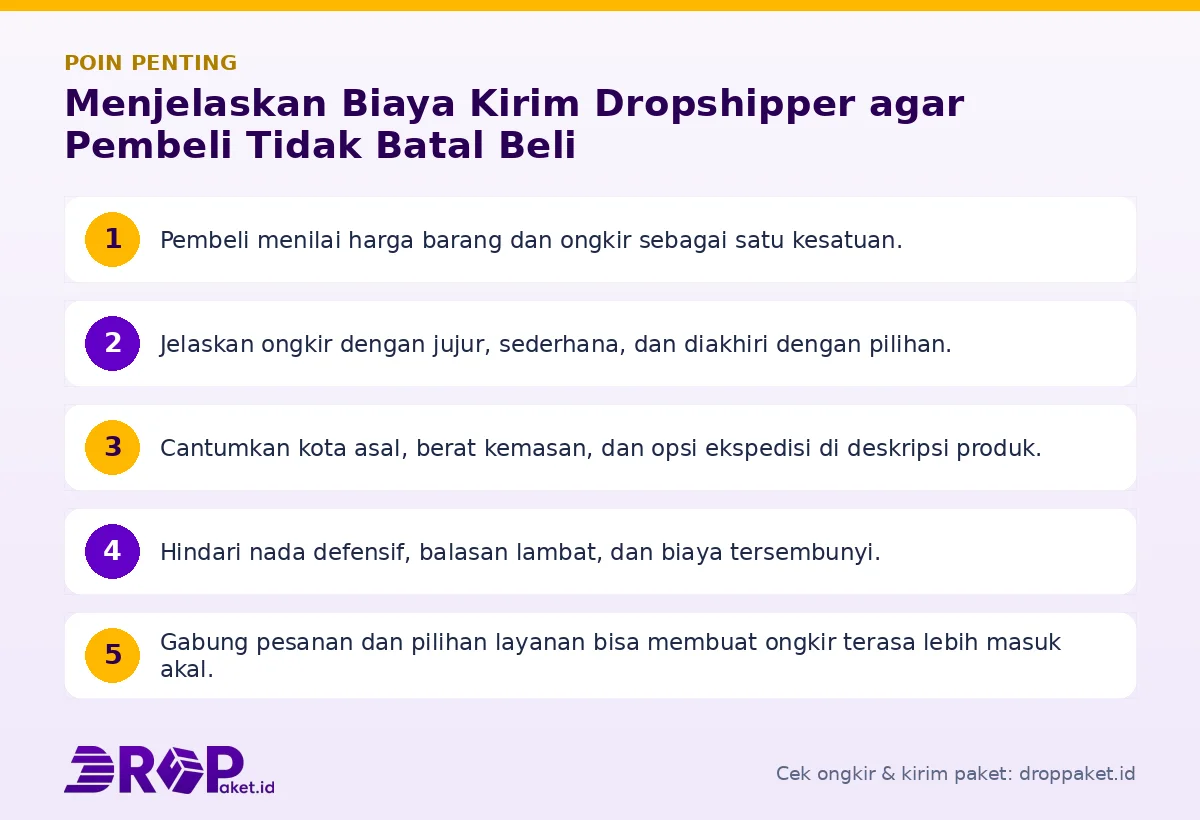 Poin penting: Menjelaskan Biaya Kirim Dropshipper agar Pembeli Tidak Batal Beli