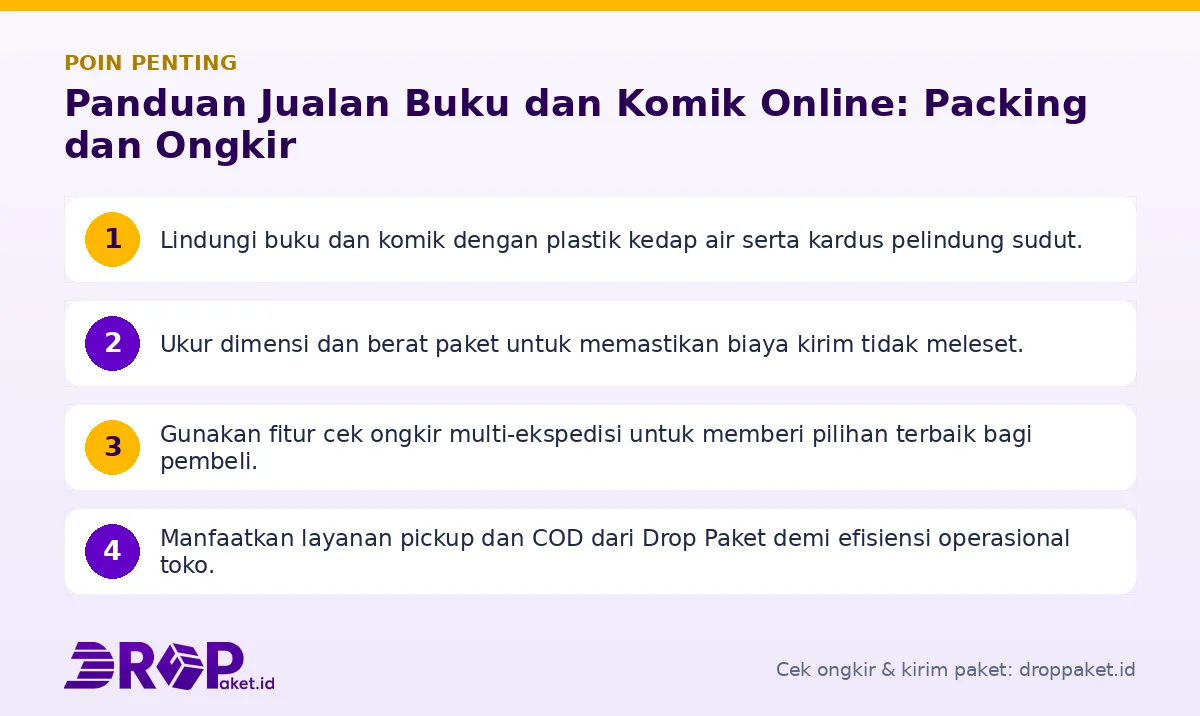Poin penting: Panduan Jualan Buku dan Komik Online: Packing dan Ongkir
