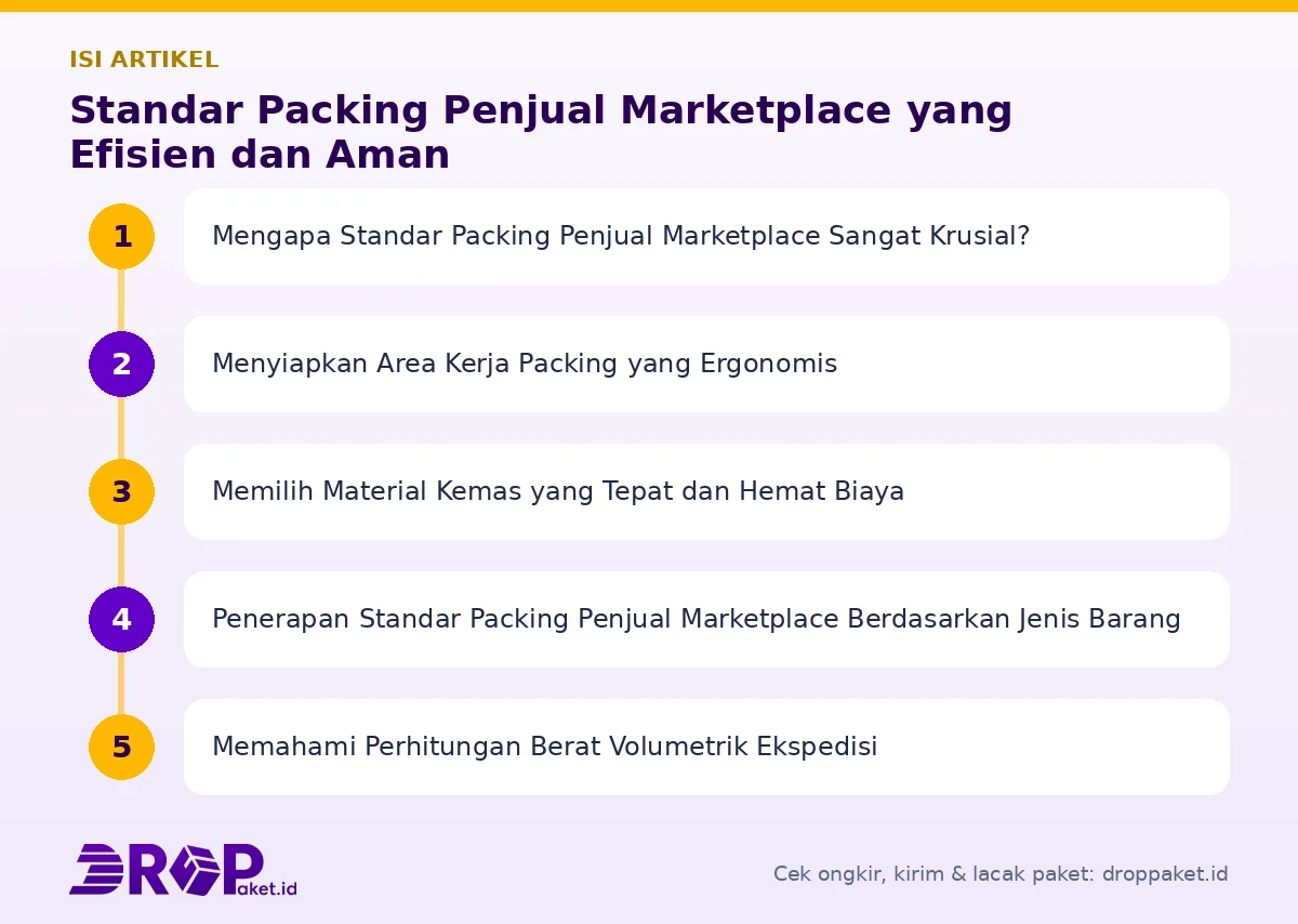 Peta isi artikel Standar packing penjual marketplace - Drop Paket